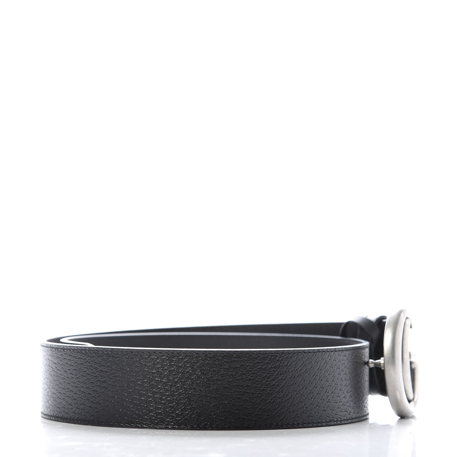 Gucci Textured Dollar Calfskin Nickel Double G 40mm Belt 70 28 Black 2 of 4