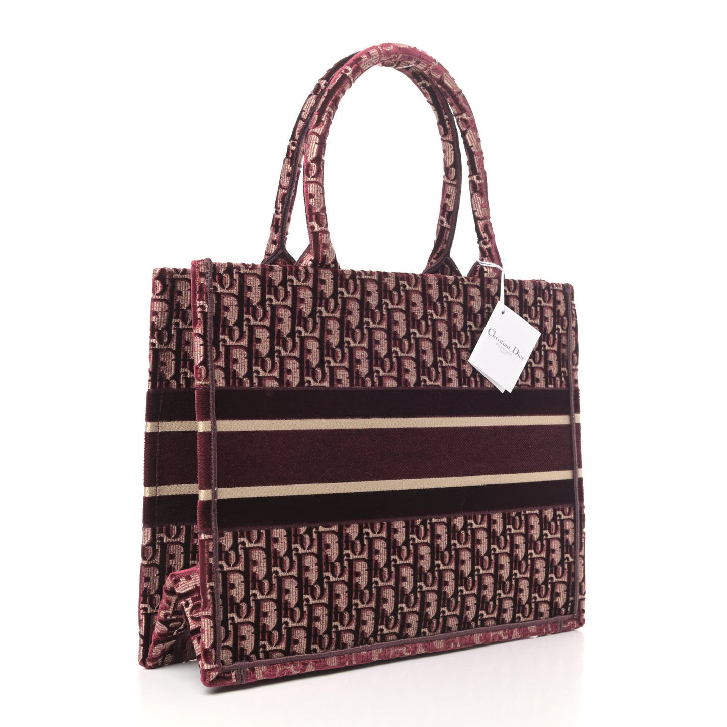 Oblique Velvet Medium Book Tote Burgundy