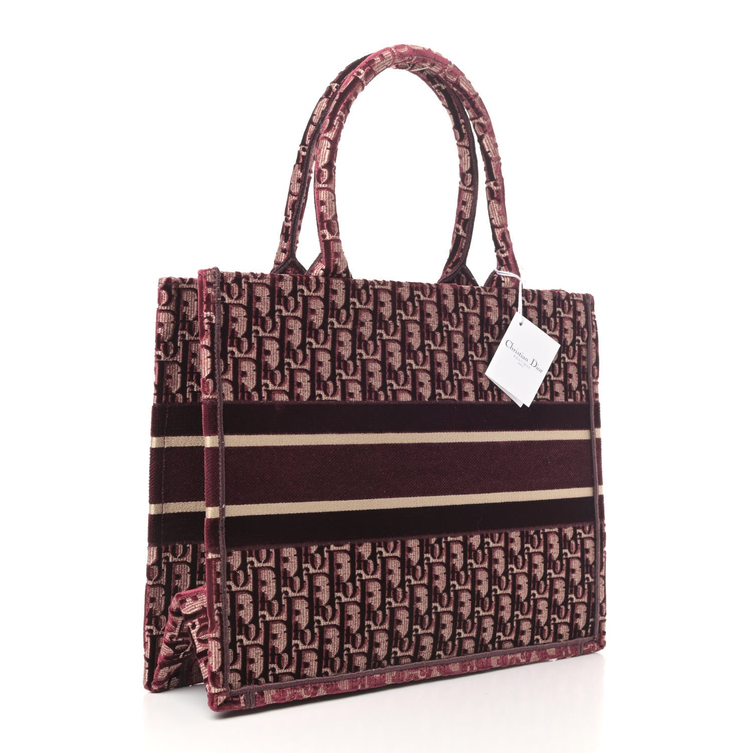 Christian Dior Oblique Velvet Medium Book Tote Burgundy 2 of 4