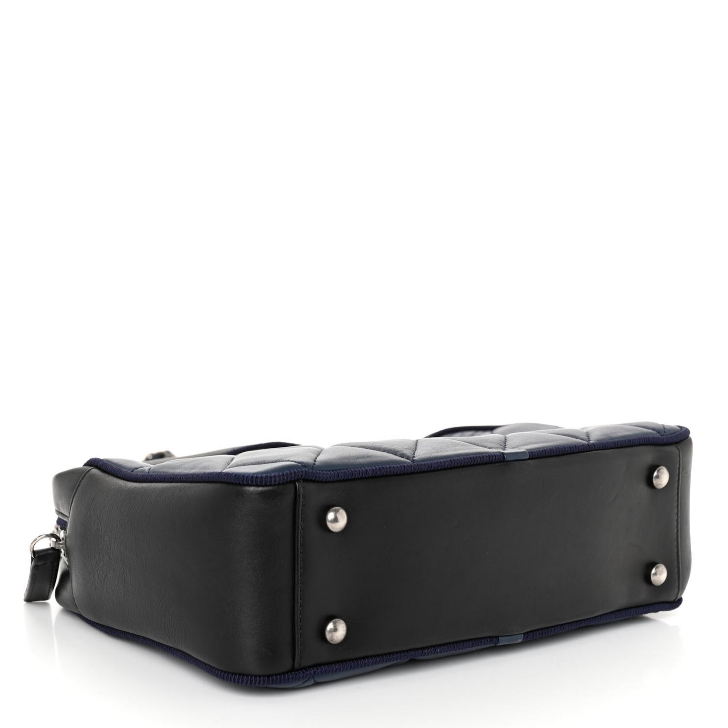 Calfskin Quilted Small Ballerine Camera Case Dark Blue