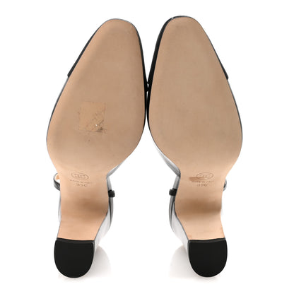 Chanel Lambskin Grosgrain Cap Toe CC Slingback Pumps 39 Black 6 of 9