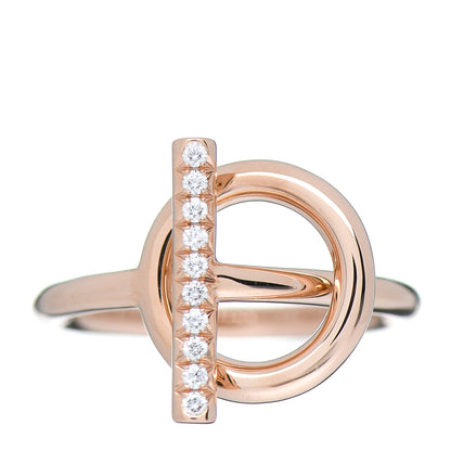 Hermes 18K Rose Gold Diamond PM Echappee Ring 50 5.25 1 of 5