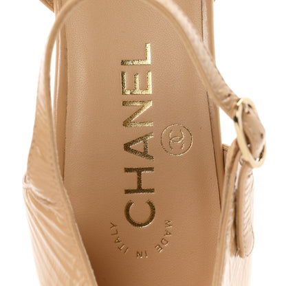 Chanel Shiny Lambskin CC Cap Toe Mary Janes Pumps 39 Beige Black 8 of 10