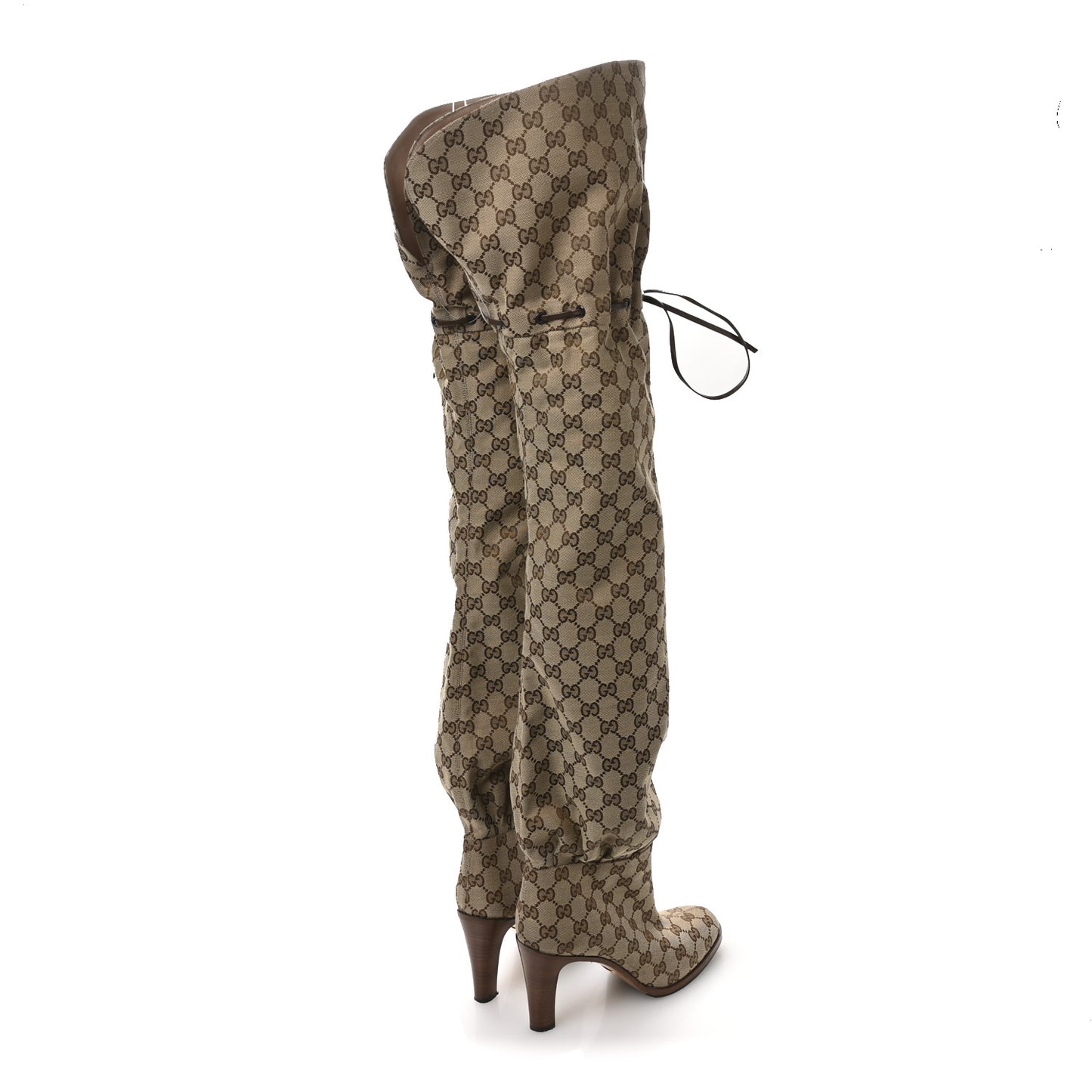 Monogram Over the Knee Boots 38 Beige Ebony