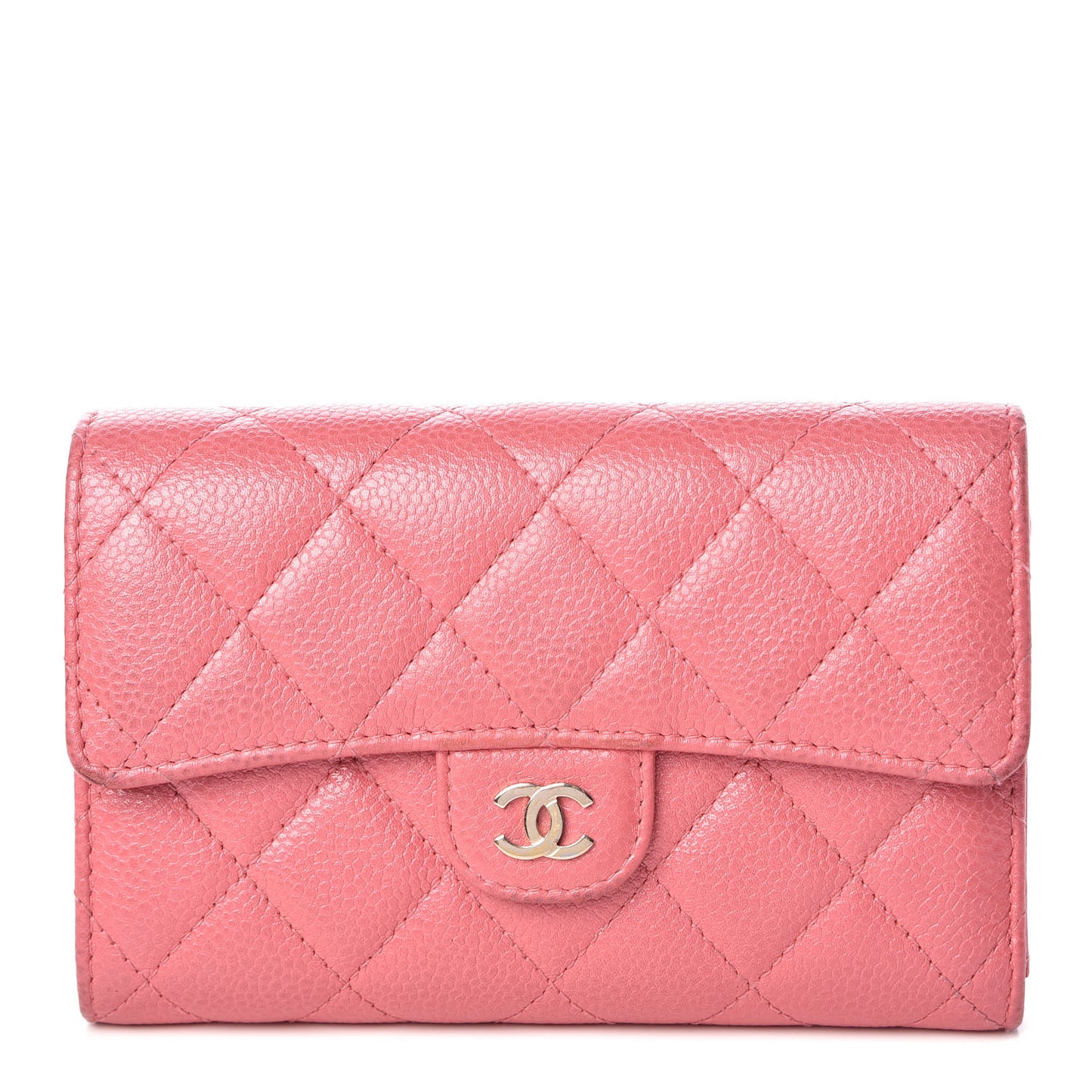 Caviar Quilted Medium Flap Wallet Pink