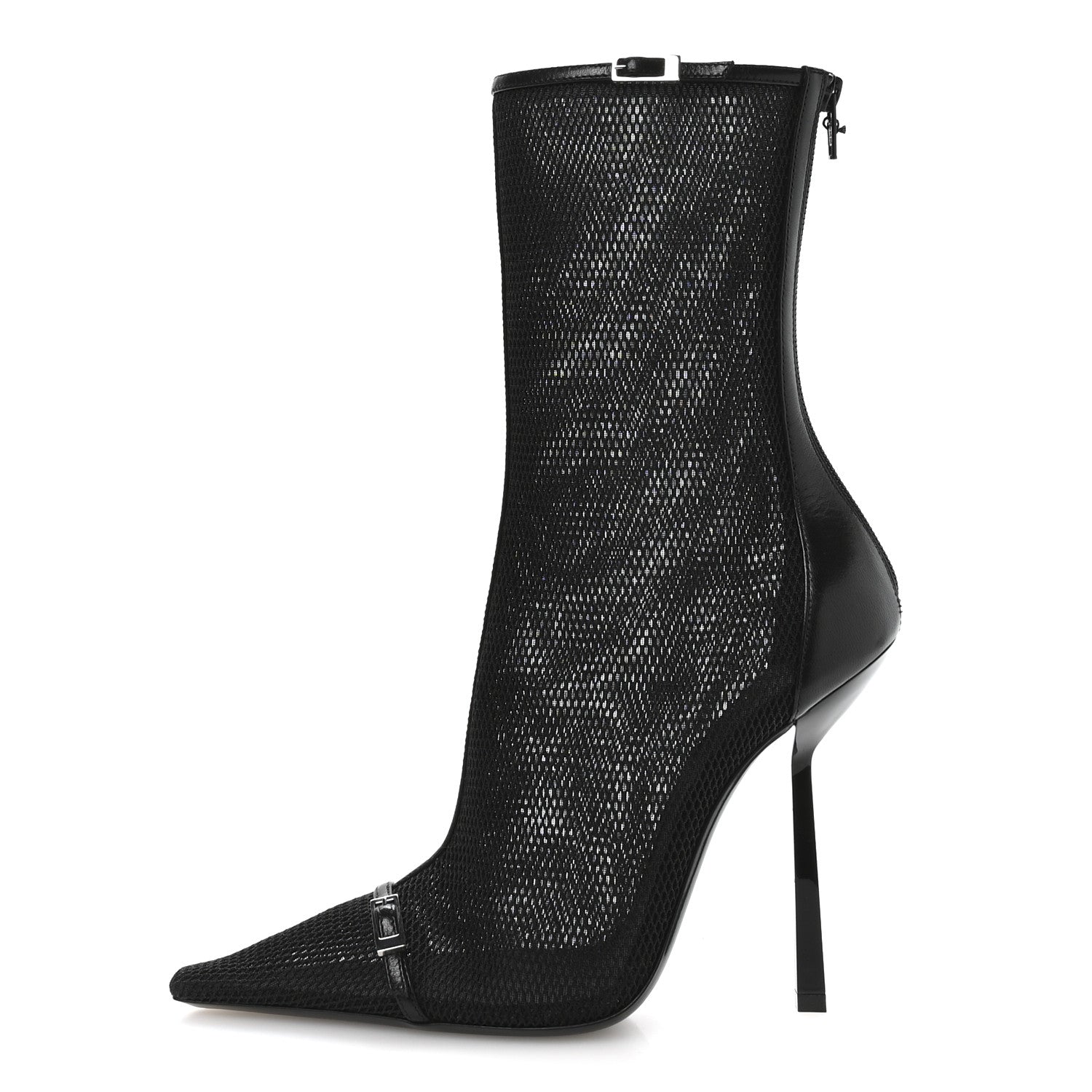 Saint Laurent Elba Applique Tulle Aston 115 Boots 39 Black 1 of 8
