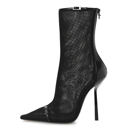Saint Laurent Elba Applique Tulle Aston 115 Boots 39 Black 1 of 8
