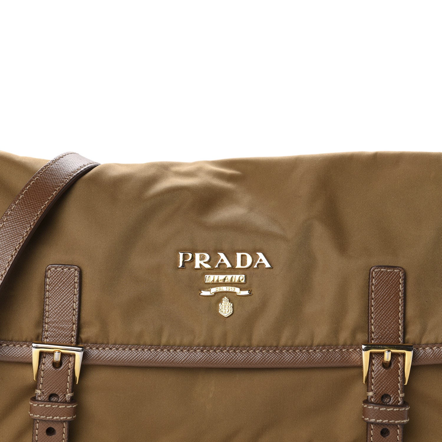 Prada Tessuto Nylon Saffiano Small Messenger Bag Tobacco 9 of 9