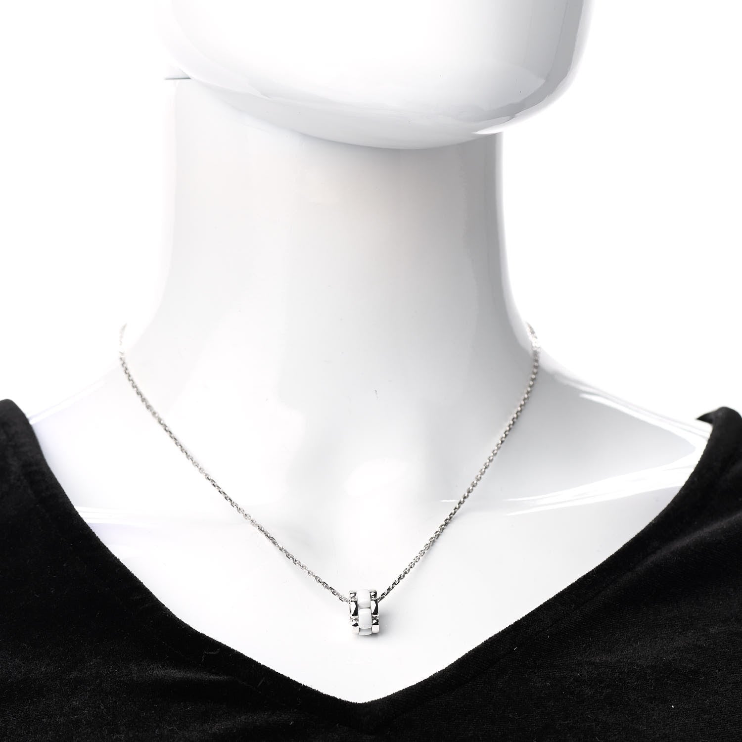 Chanel 18K White Gold Ceramic Ultra Pendant Necklace White 2 of 7