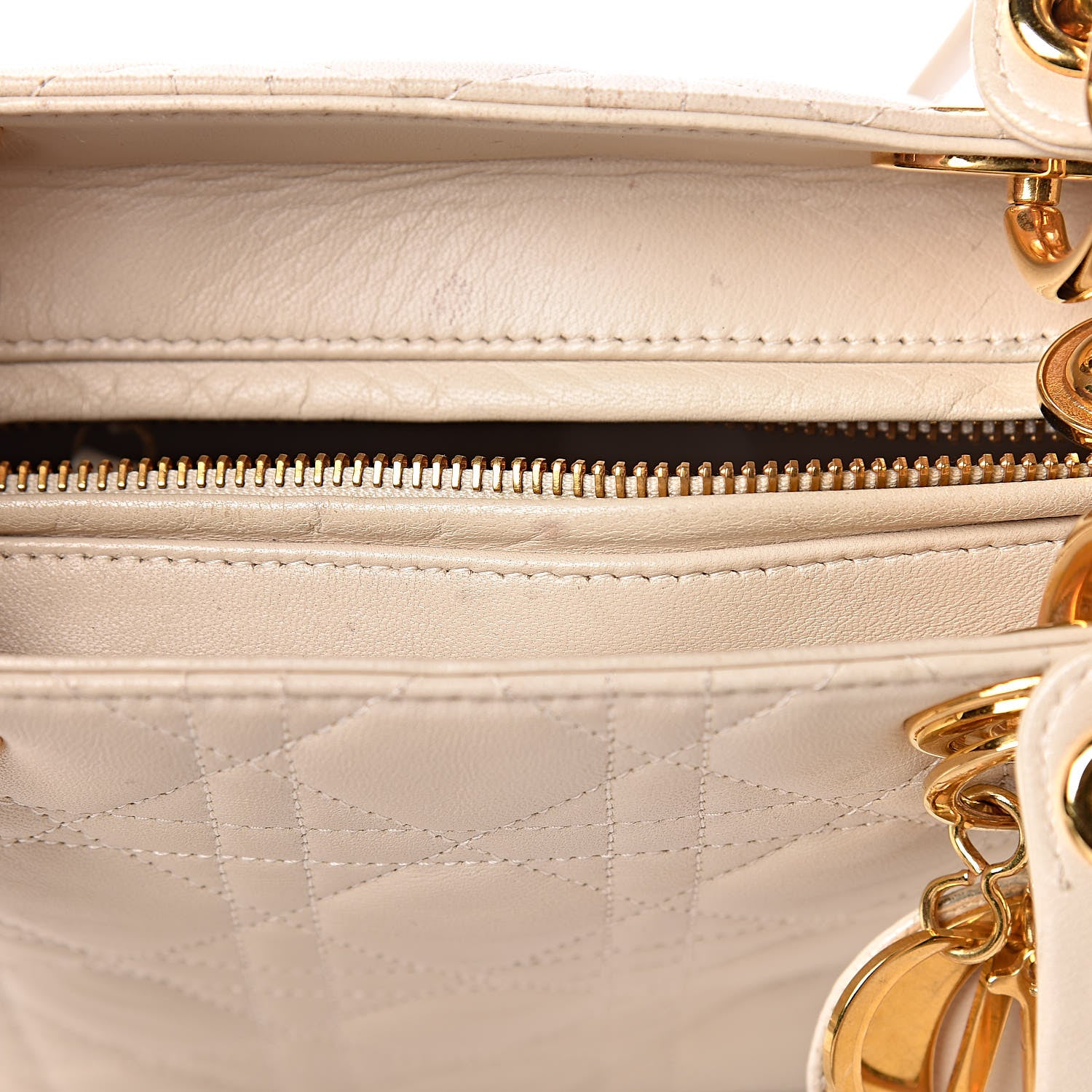 Christian Dior Lambskin Cannage Medium Lady Dior Light Beige 21 of 24