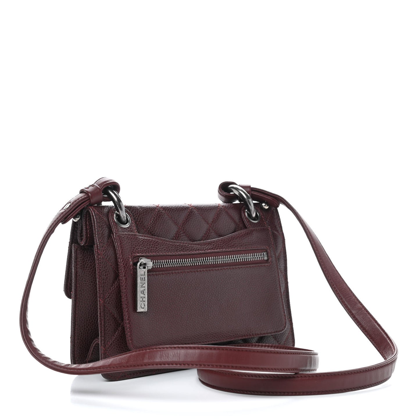 Caviar Quilted Small Retro Class Flap Burgundy