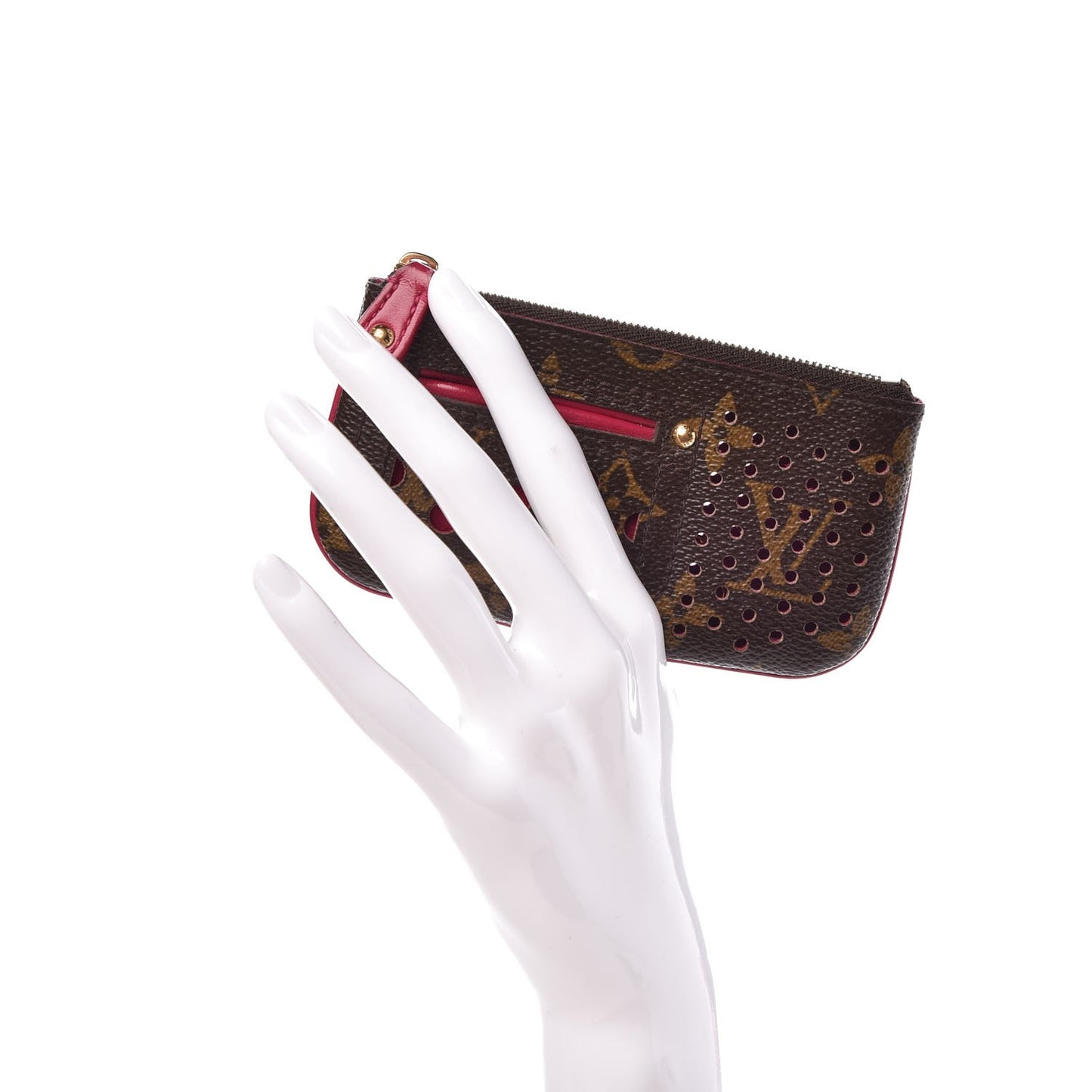 Monogram Perforated Key Pouch Fuchsia