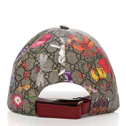 Gucci GG Supreme Flora Claudia Baseball Hat 58 L Red 6 of 9
