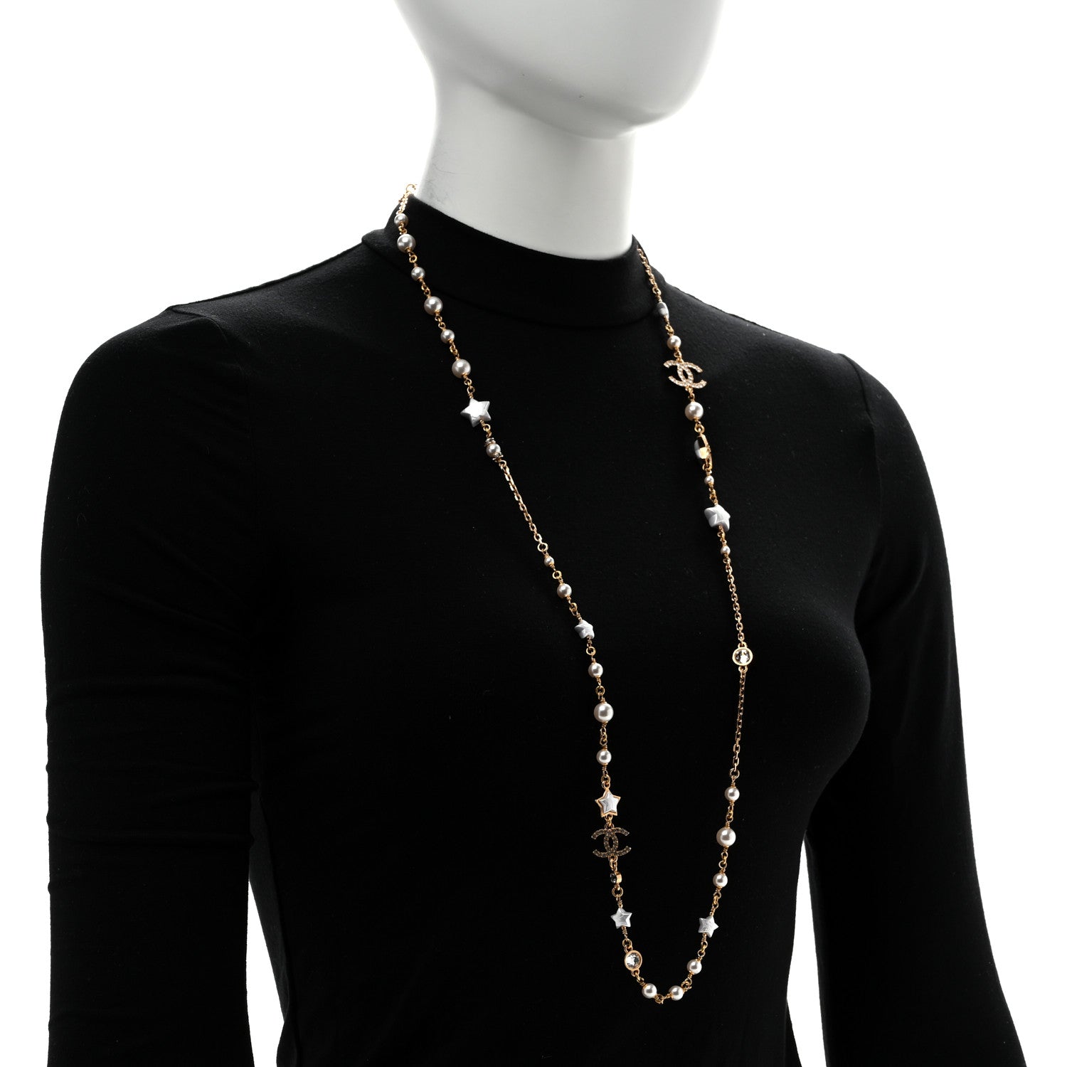 Chanel Pearl CC Star Long Necklace Gold 2 of 6
