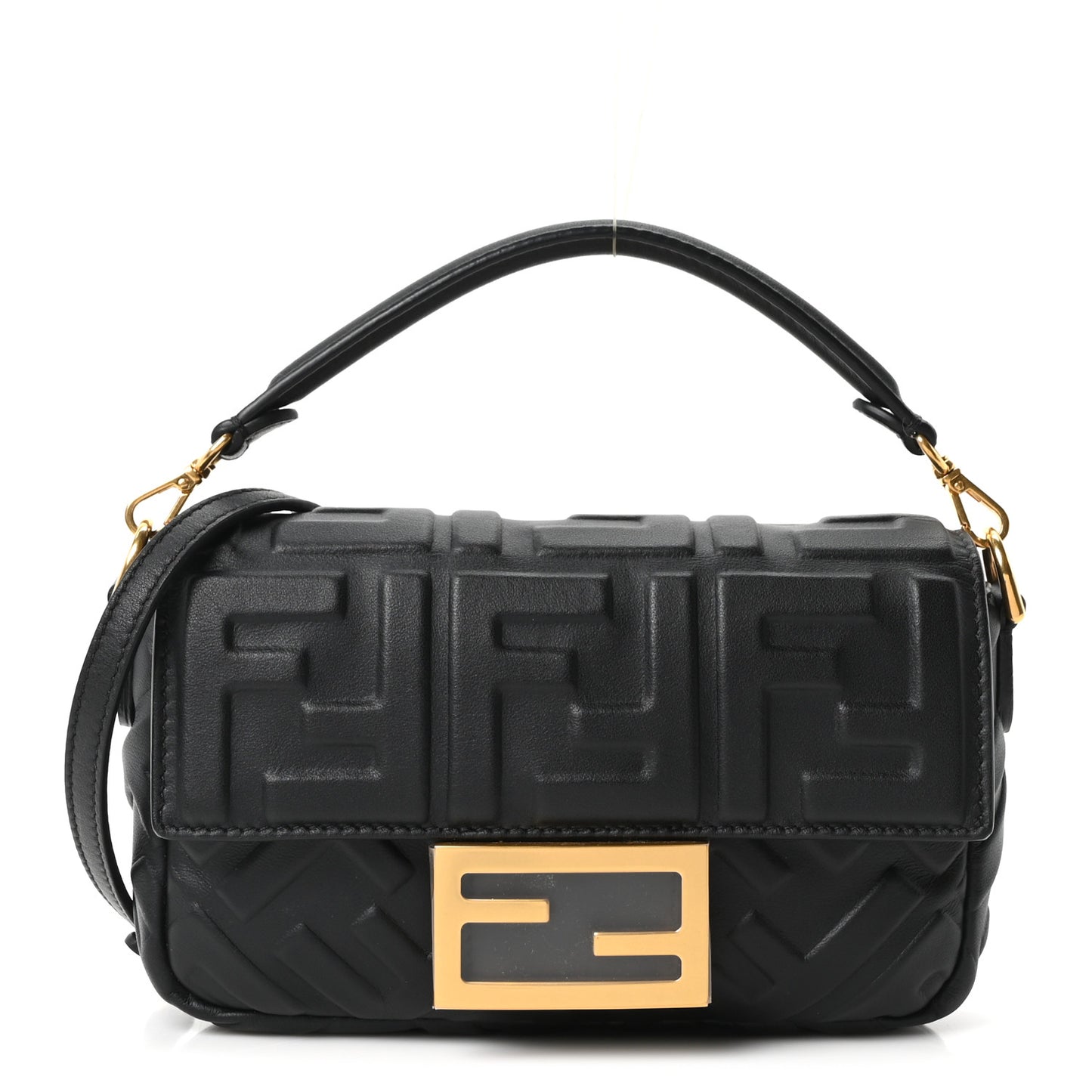 Nappa FF 1974 Embossed Mini Baguette Black