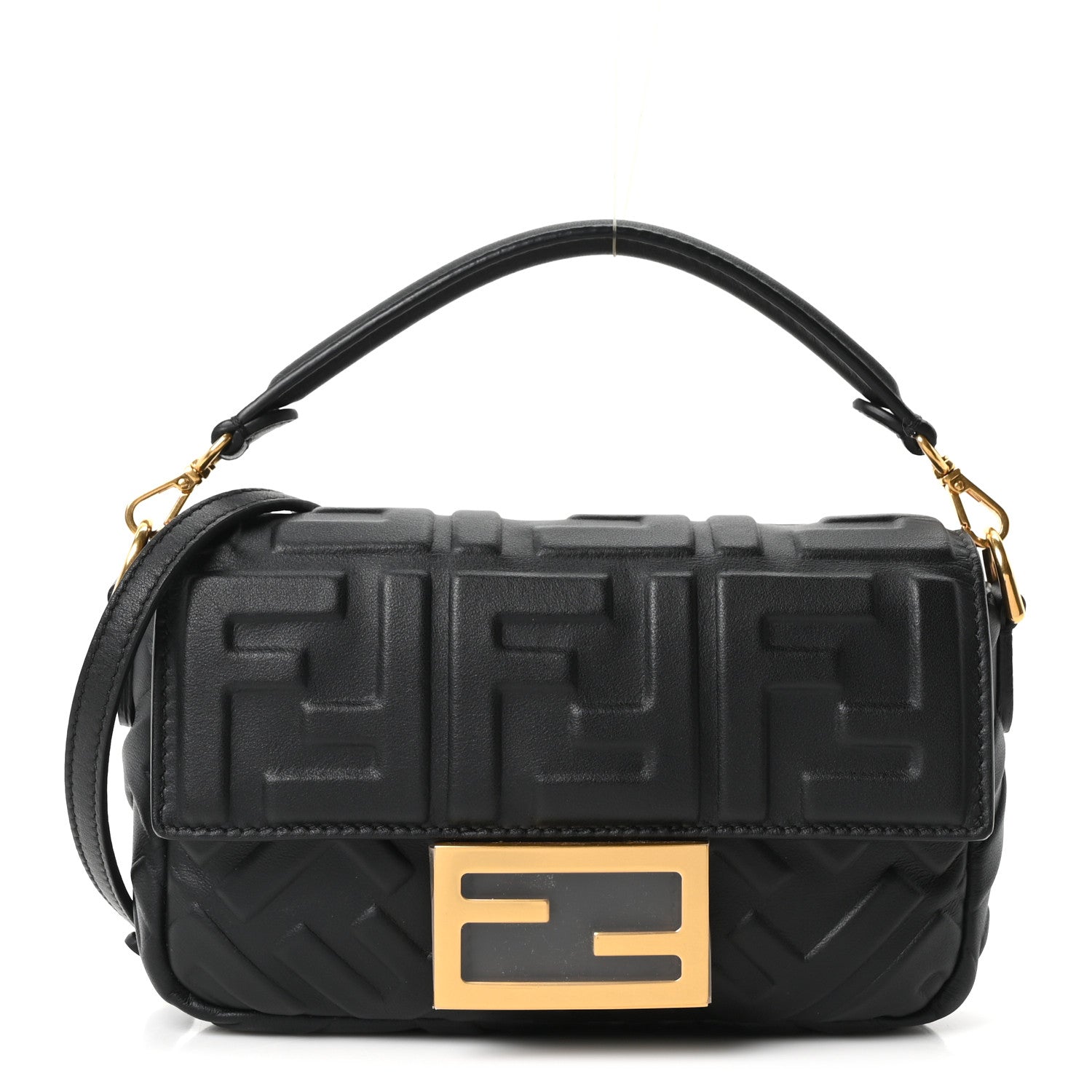 Fendi Nappa FF 1974 Embossed Mini Baguette Black 1 of 10