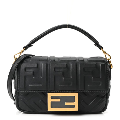 Fendi Nappa FF 1974 Embossed Mini Baguette Black 1 of 10