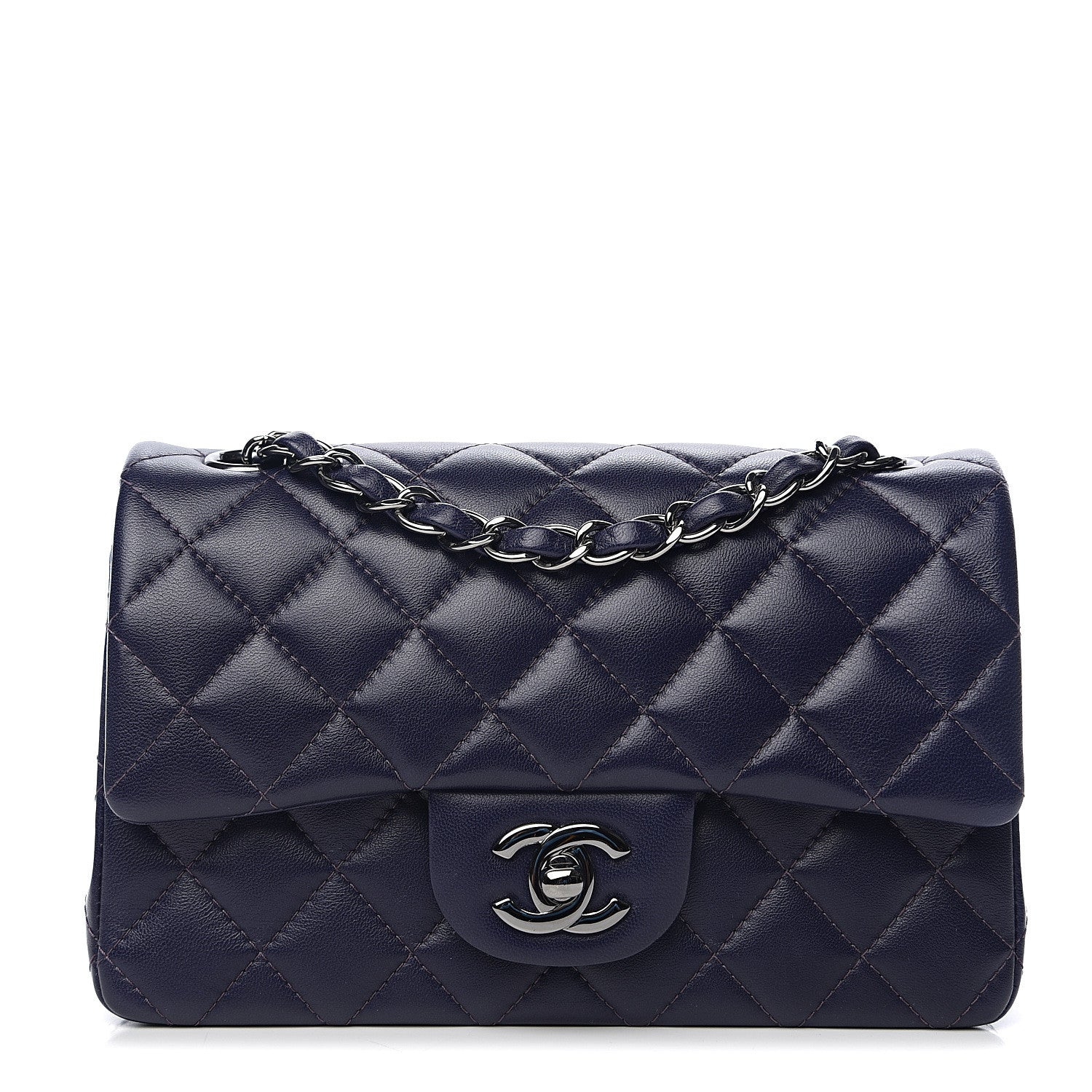 Chanel Lambskin Quilted Mini Rectangular Flap Dark Purple 1 of 9