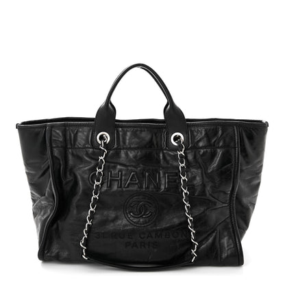 Chanel Glazed Calfskin Medium Deauville Tote Black 1 of 10