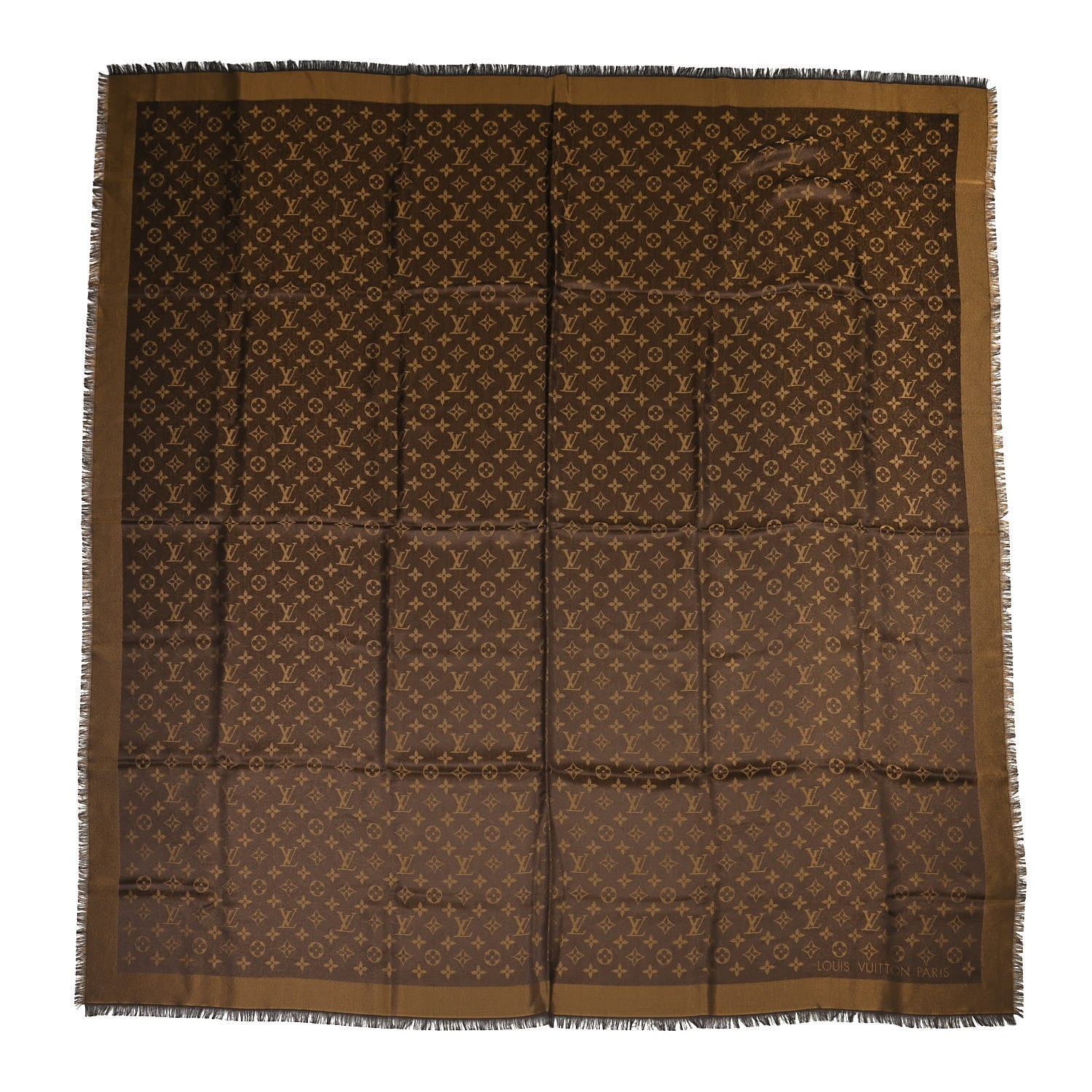 Louis Vuitton Silk Lurex Wool Monogram Shine Shawl Brown 1 of 4