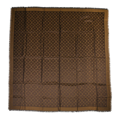 Louis Vuitton Silk Lurex Wool Monogram Shine Shawl Brown 1 of 4