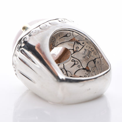 John Hardy Sterling Silver 18K Yellow Gold Moon Quartz 20mm Bamboo Dome Ring 52 6.25 6 of 6