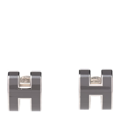 Hermes Silver Lacquered Pop H Earrings Etain 1 of 6