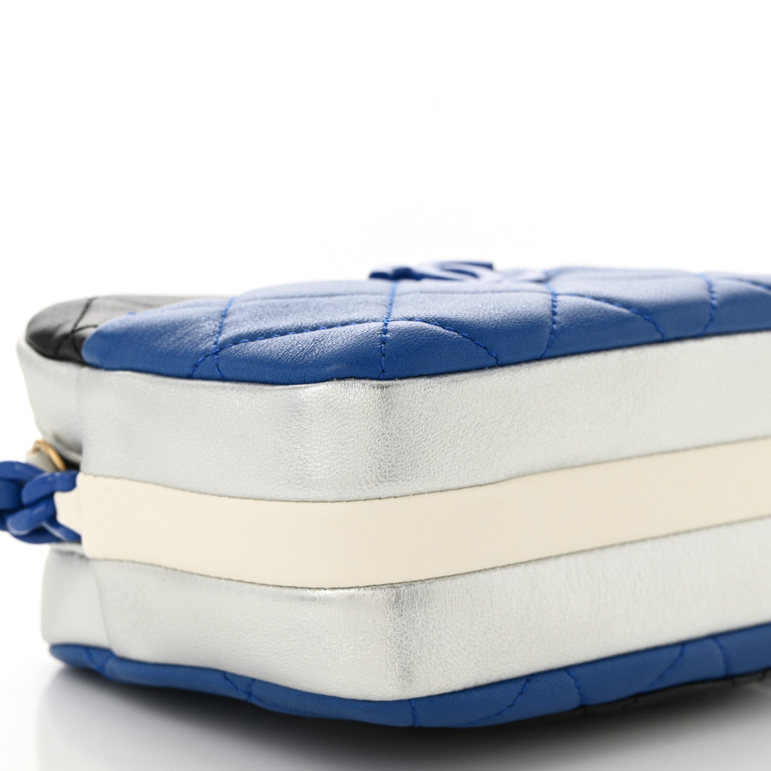 Chanel Shiny Lambskin Monochrome Chain Mini Camera Case Bag Blue Black Silver 9 of 10