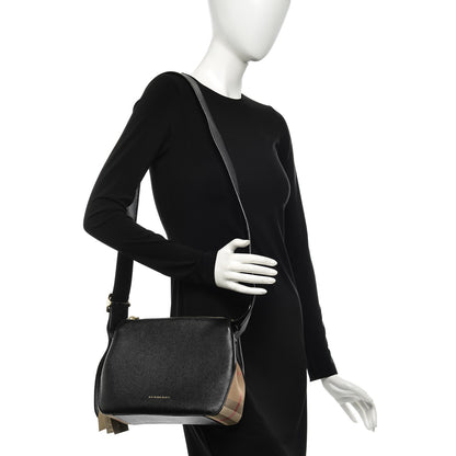 Burberry Soft Grain Calfskin House Check Small Helmsley Crossbody Black 2 of 7