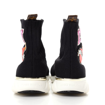 Louis Vuitton Stretch Fabric LV Black Heart Sock Sneaker 37.5 Black 7 of 10