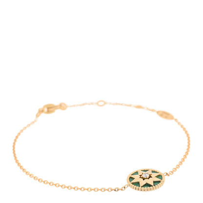 Christian Dior 18K Yellow Gold Diamond Malachite Rose Des Vents Bracelet 1 of 3