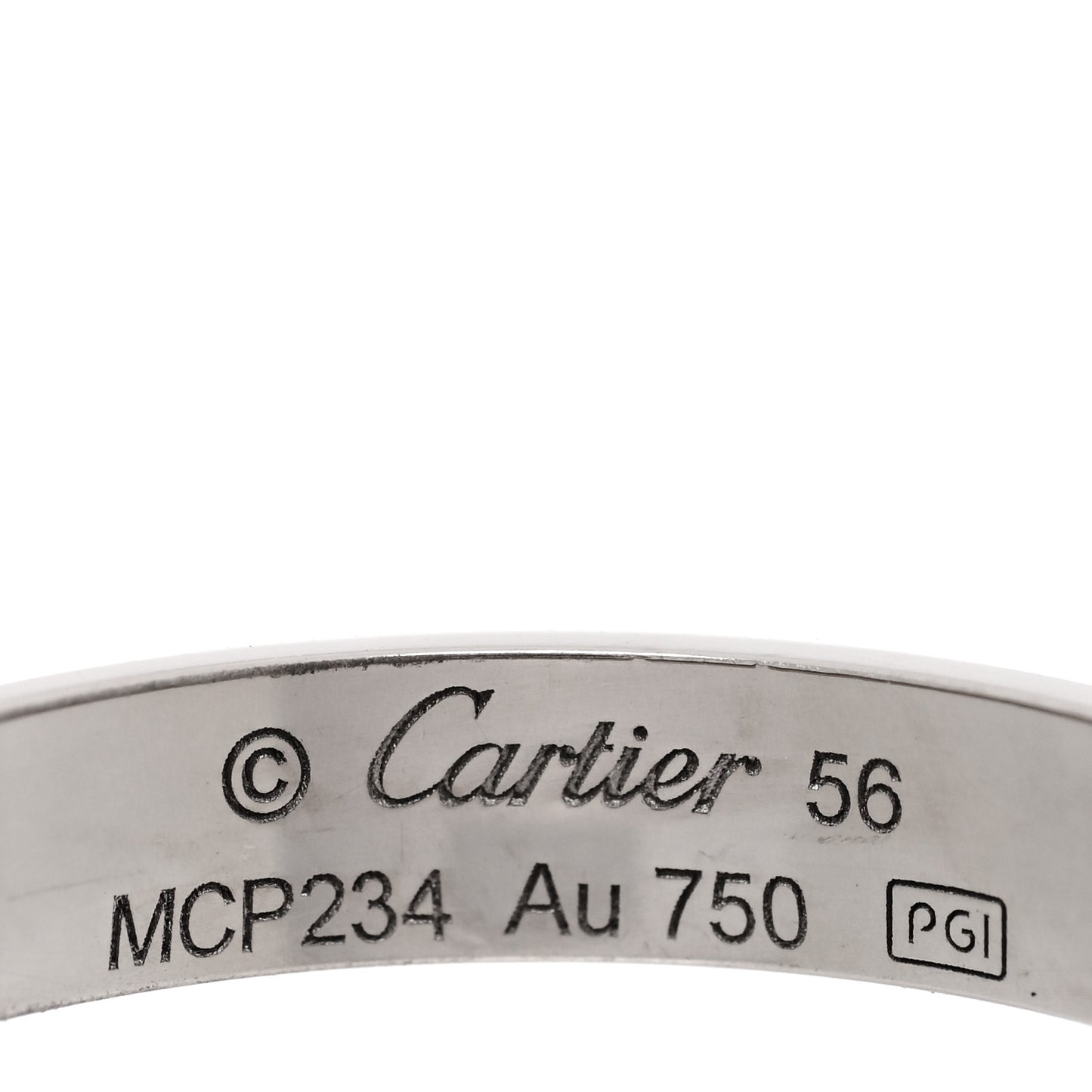 18K White Gold 3.5mm LOVE Wedding Band Ring 56 7.5