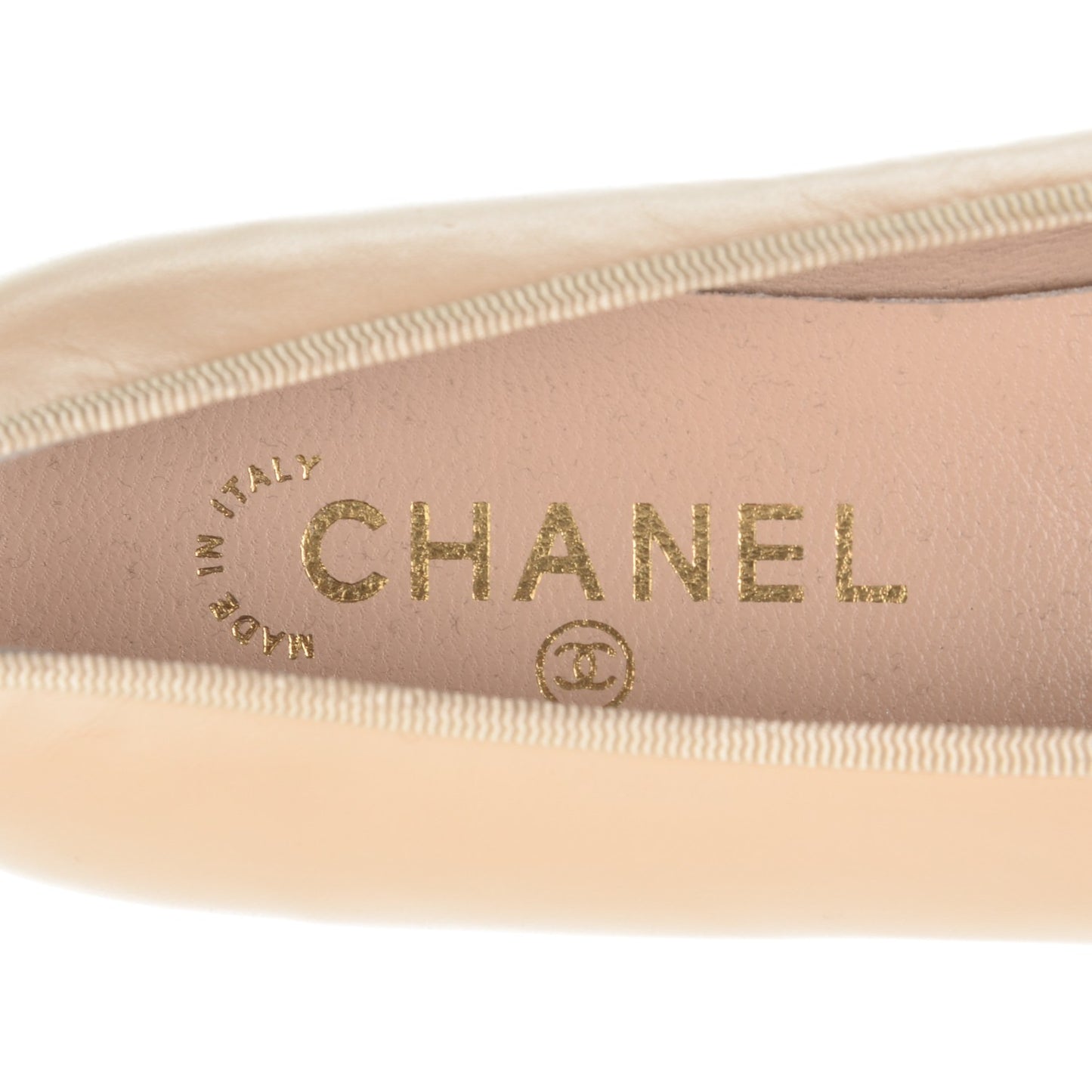 Lambskin Cap Toe Ballerina Flats 37 Beige Black