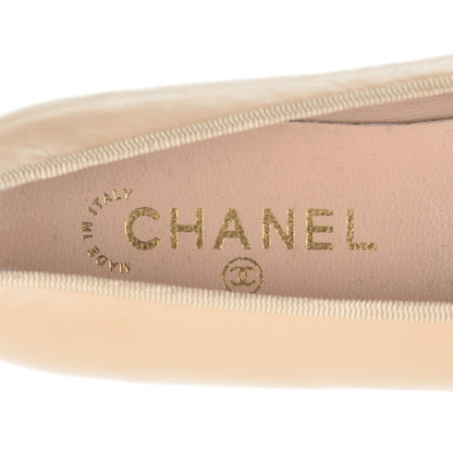 Chanel Lambskin Cap Toe Ballerina Flats 37 Beige Black 7 of 10