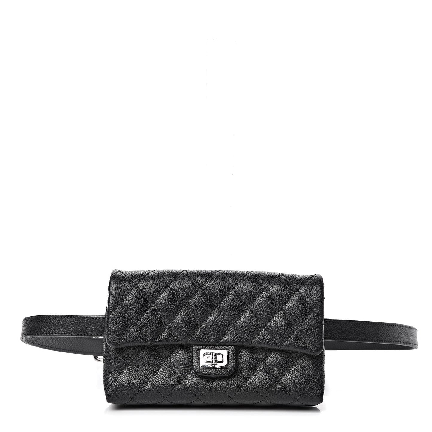 Grained Calfskin Quilted 2.55 Reissue Flap Belt Bag Clutch Black