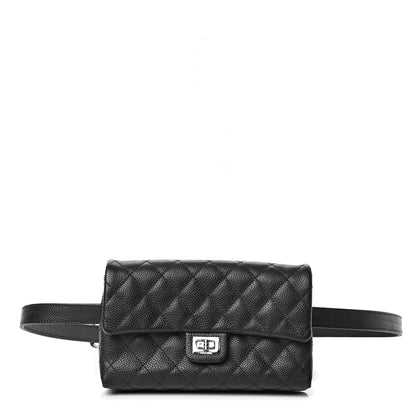 Chanel Grained Calfskin Quilted 2.55 Reissue Flap Belt Bag Clutch Black 1 of 8