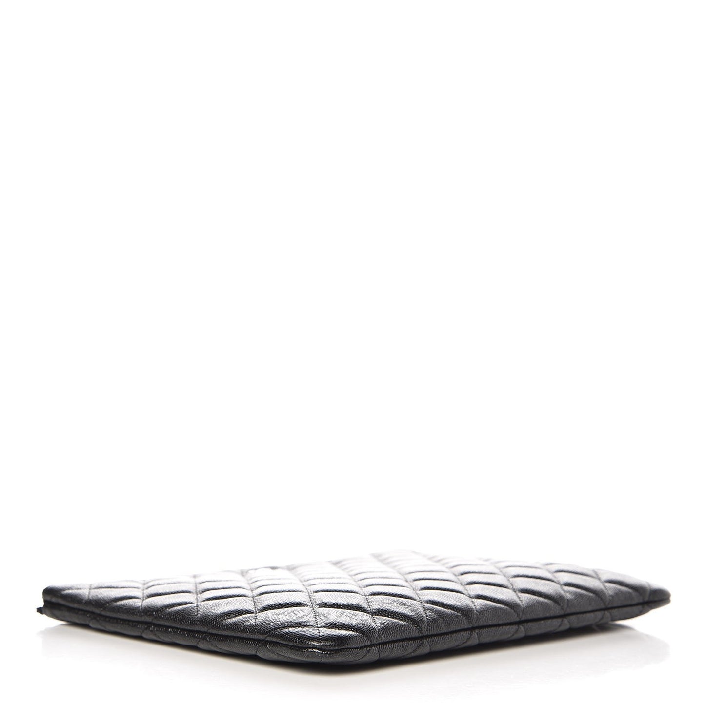 Iridescent Caviar Quilted Medium Cosmetic Case Black