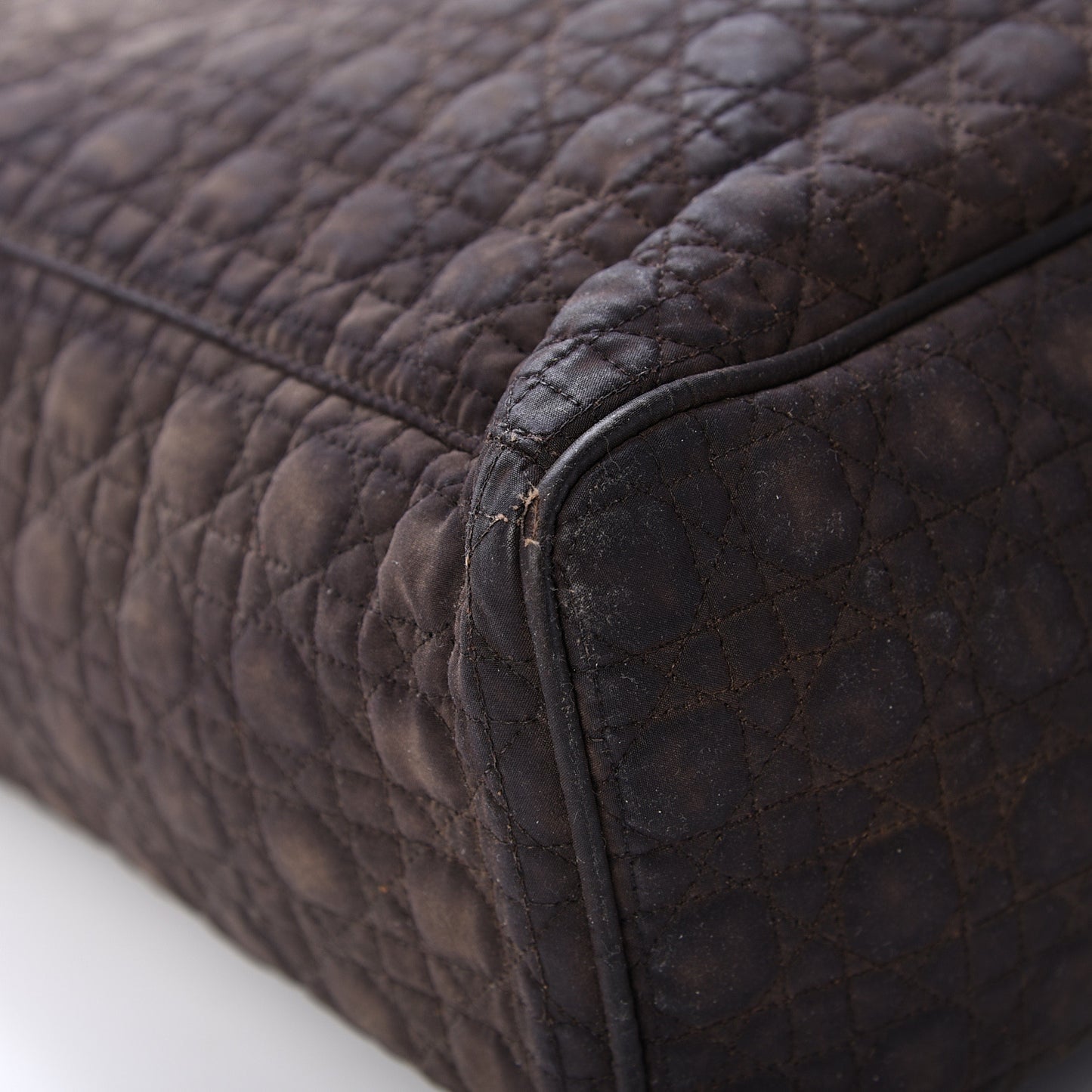 Nylon Cannage Large Lady Dior Tote Brown