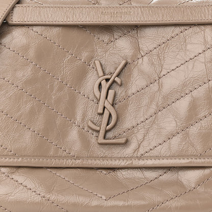 Saint Laurent Crinkled Calfskin Matelasse Monogram Medium Niki Chain Satchel Gold Sand 7 of 9