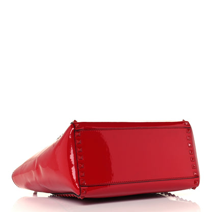Valentino Garavani Patent Monochrome Rockstud Double Handle Tote Rosso Valentino 3 of 9