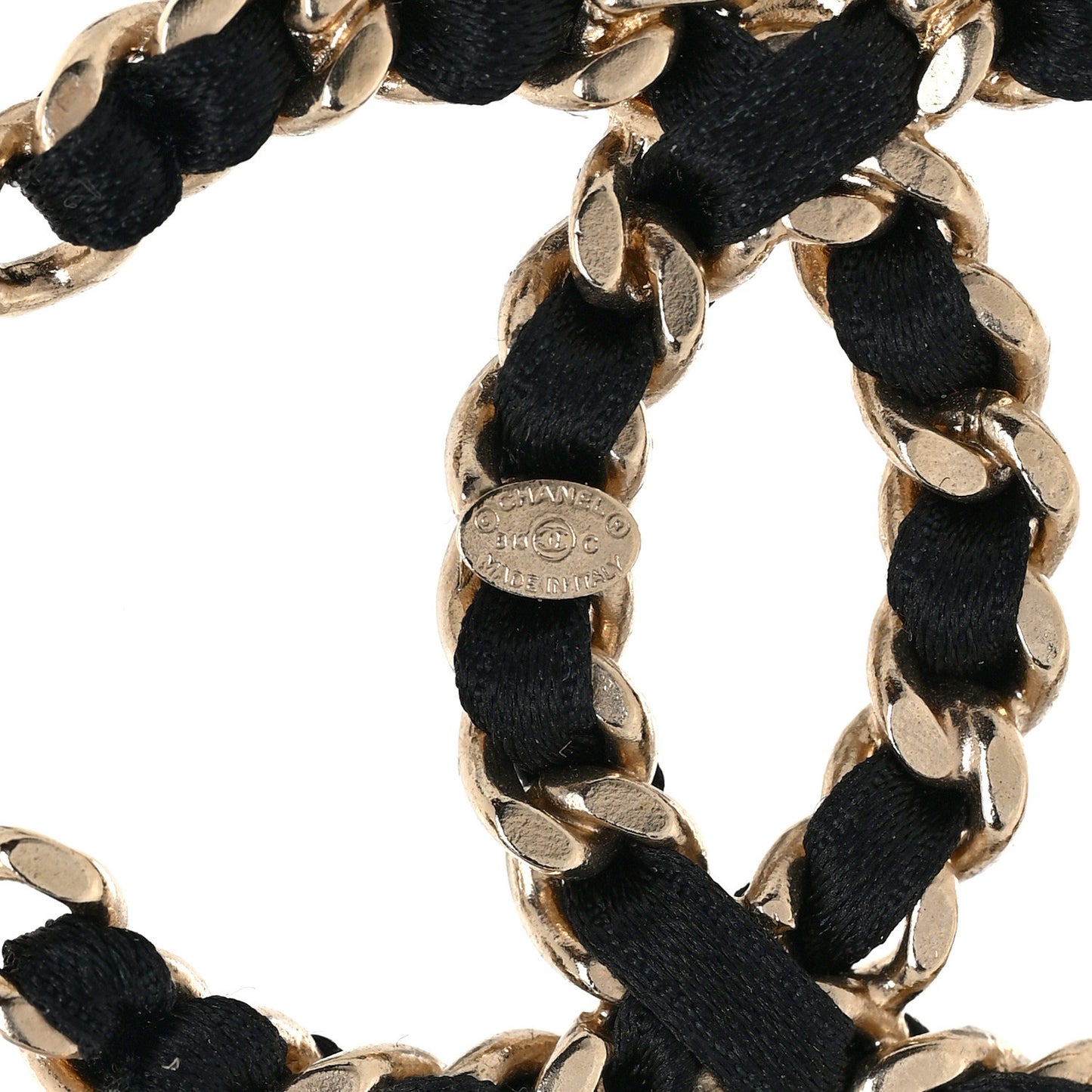 CC Chain Earrings Light Gold Black