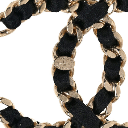 Chanel CC Chain Earrings Light Gold Black 4 of 5