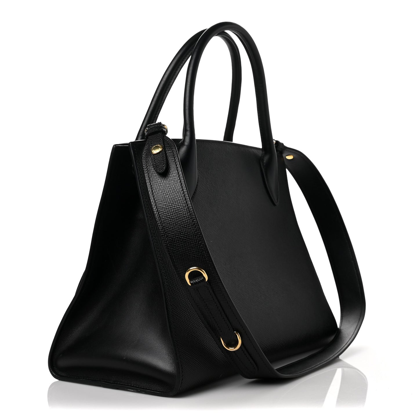 Saffiano Cuir Calfskin Medium Monochrome Top Handle Tote Black