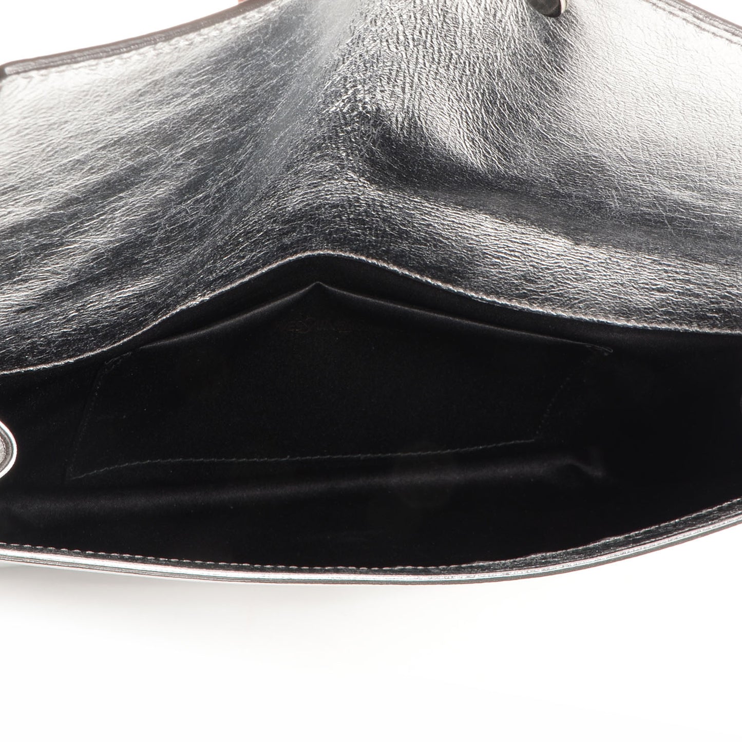 Leather Large Belle De Jour Clutch Silver