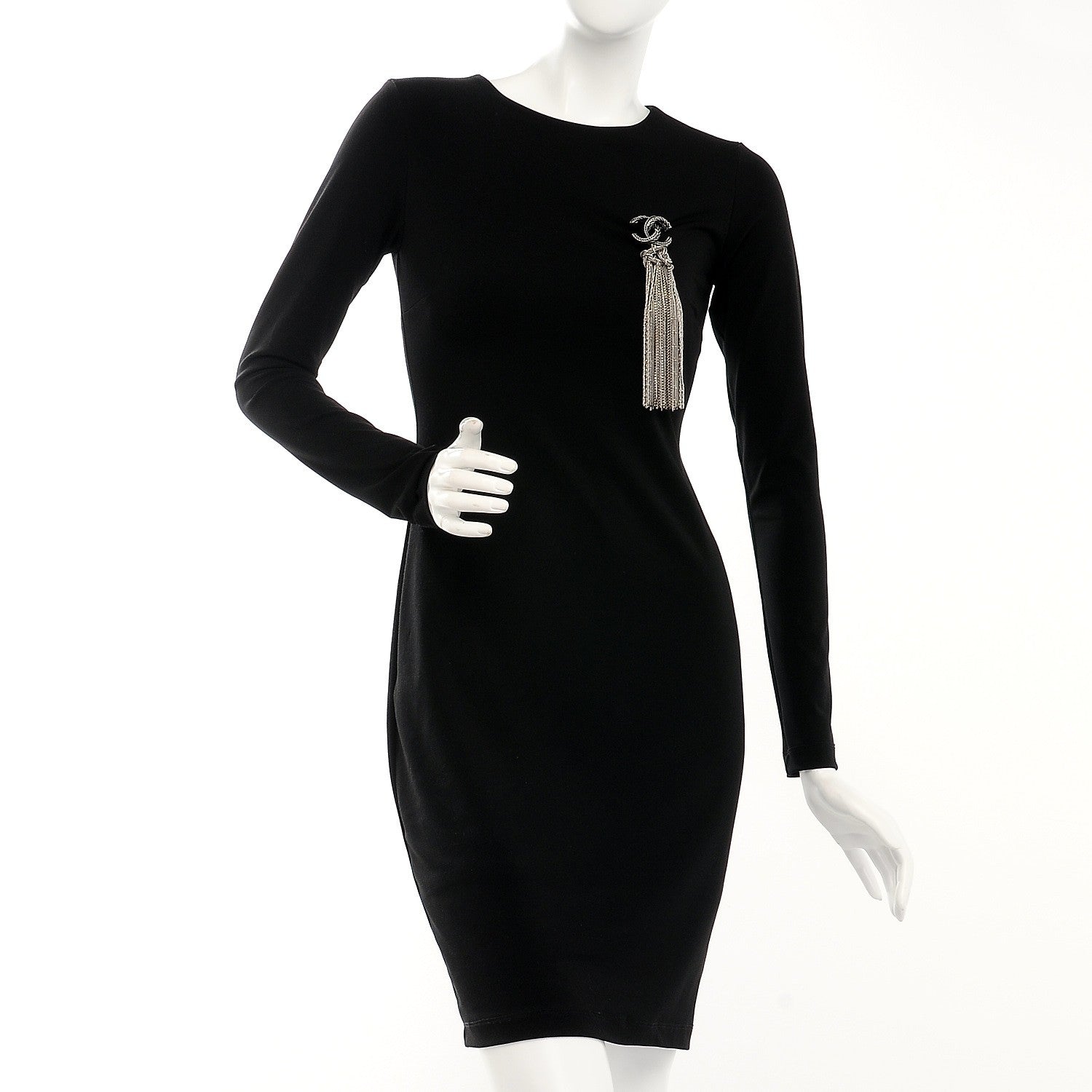 Chanel Ruthenium Crystal Chain Fringe CC Brooch Silver 2 of 4