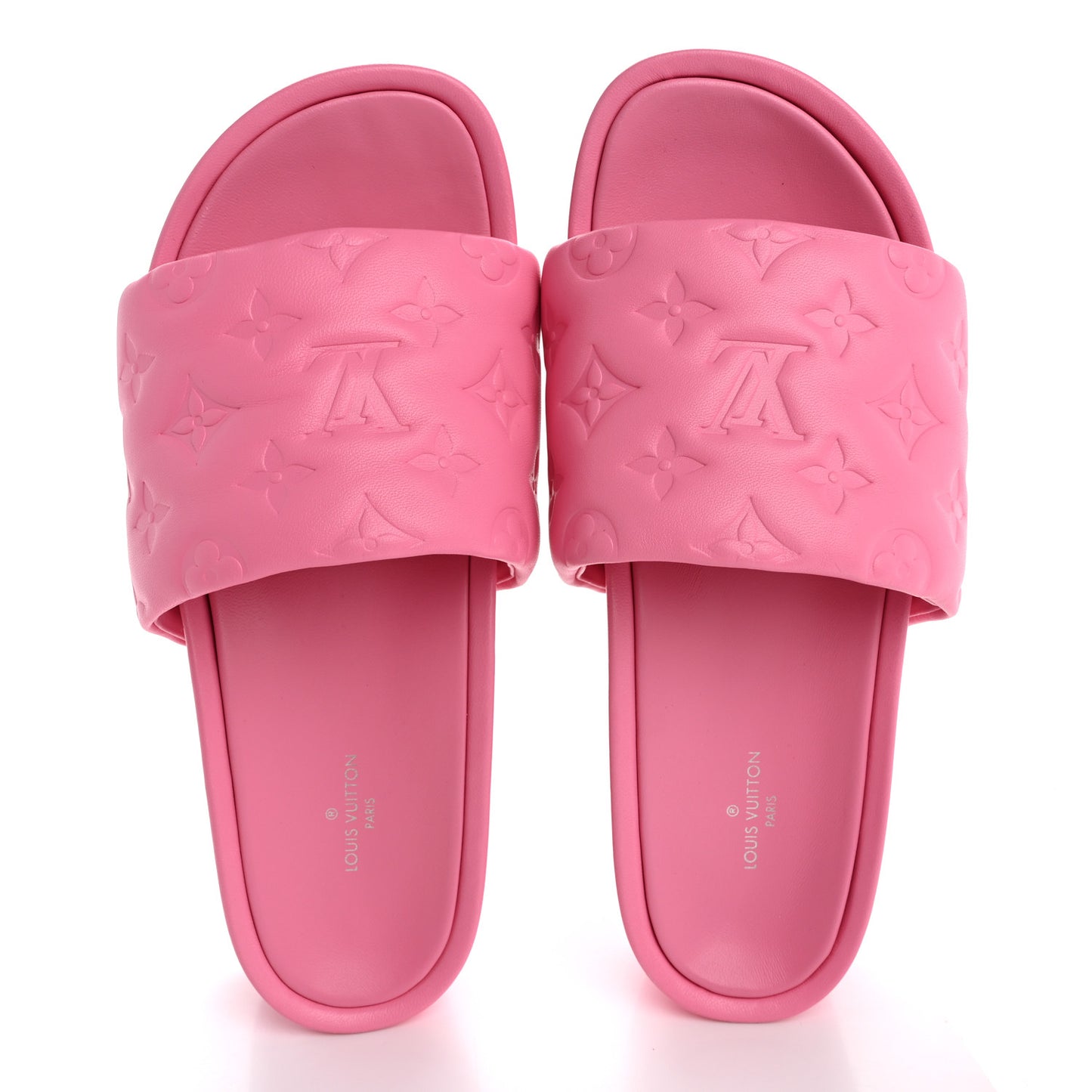 Lambskin Embossed Monogram Jumbo Flatform Mule Sandals 38 Rose Pop