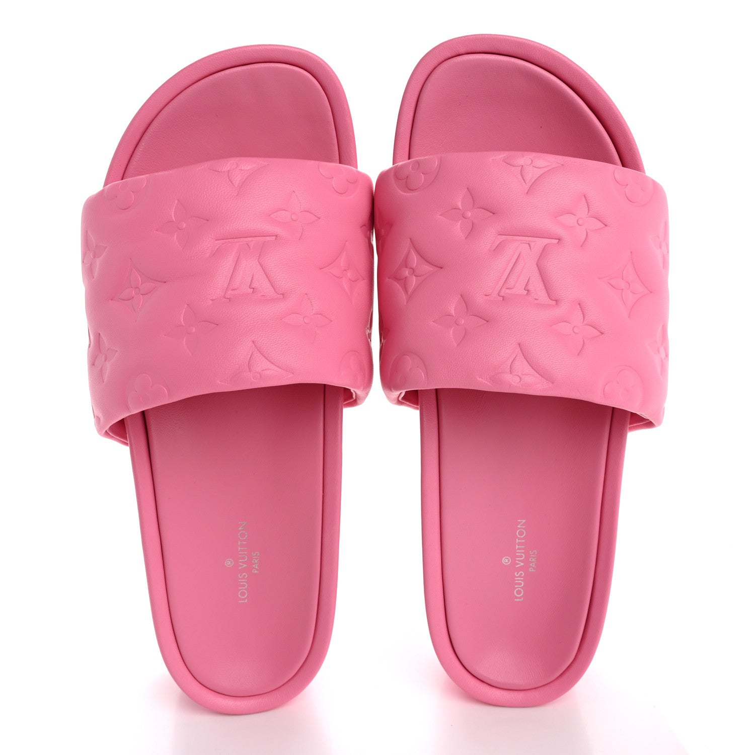 Louis Vuitton Lambskin Embossed Monogram Jumbo Flatform Mule Sandals 38 Rose Pop 2 of 10