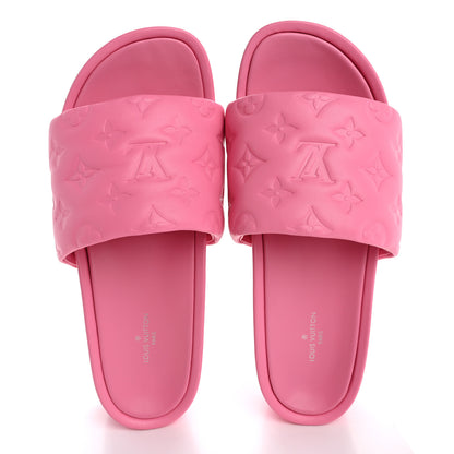 Louis Vuitton Lambskin Embossed Monogram Jumbo Flatform Mule Sandals 38 Rose Pop 2 of 10