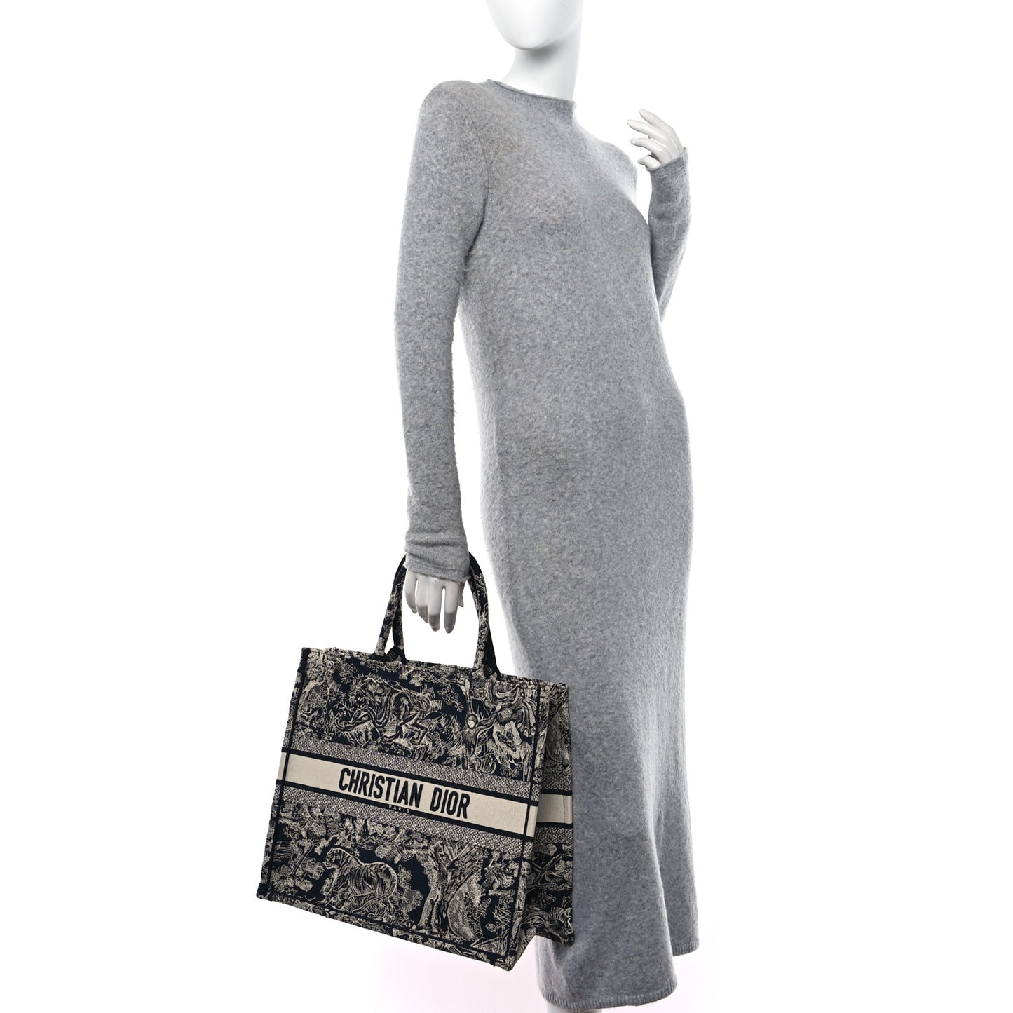 Canvas Embroidered Large Dioriviera Toile De Jouy Reverse Book Tote Blue