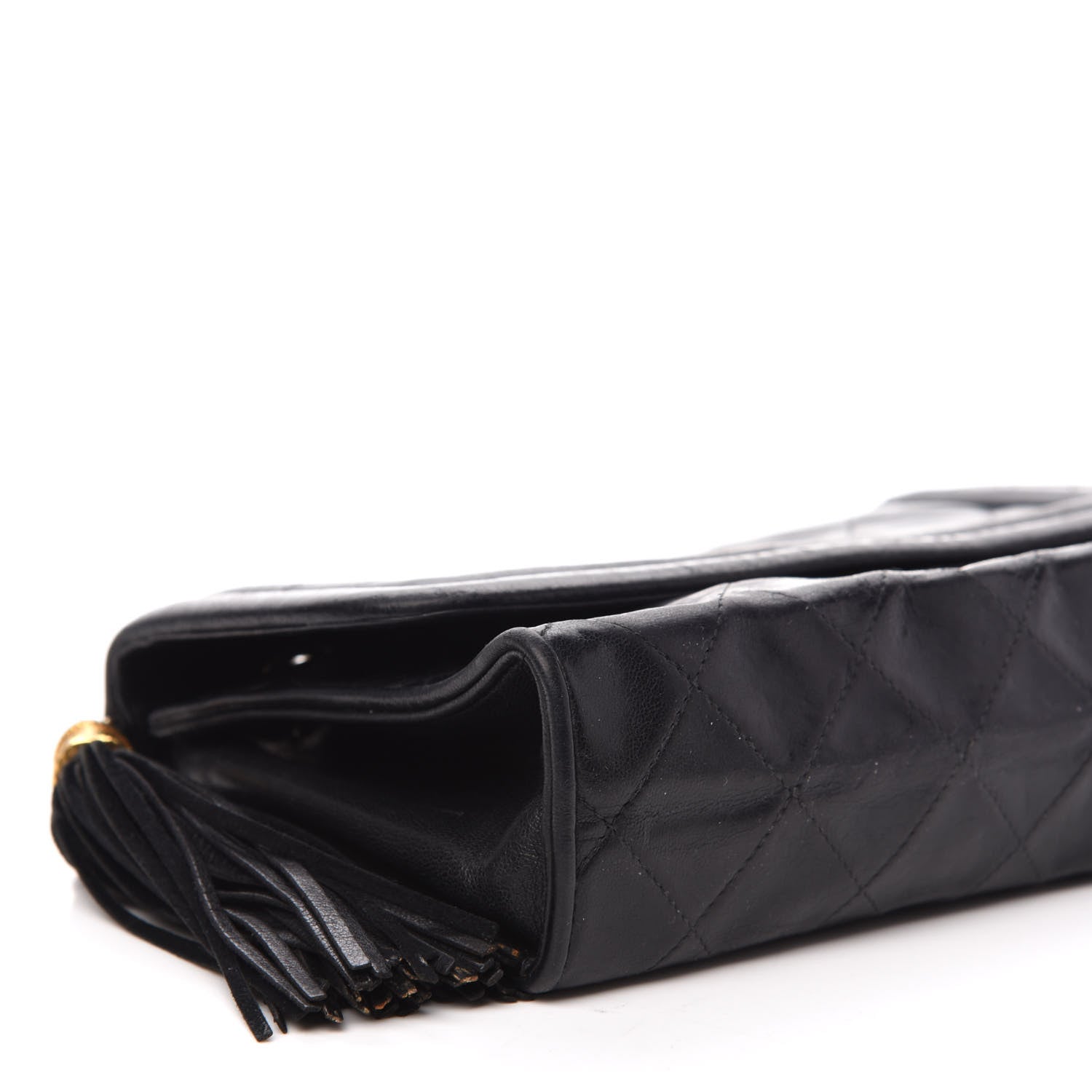 Chanel Lambskin Quilted Tassel Shoulder Flap Bag Black 6 of 14